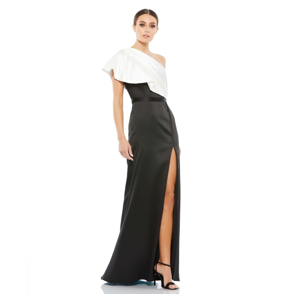 Mac Duggal Two Toned Ruffled One Shoulder Gown Dress- NWT